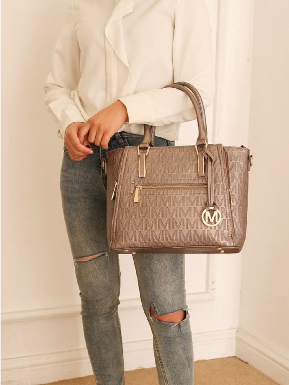 MKF Cairo Satchel Handbag in Taupe